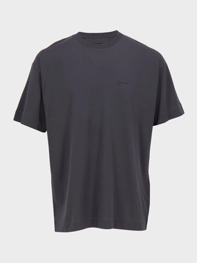 Charcoal Cotton T-Shirt with Baroque Print Tops Mens - flannel shirts