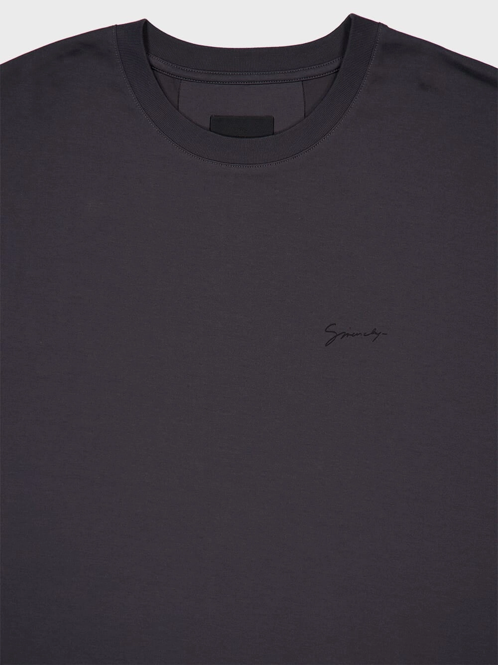 Charcoal Cotton T-Shirt with Baroque Print