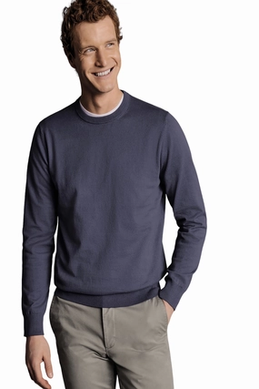 Charles Tyrwhitt Men's Combed Cotton Crew Neck Sweater chunky knit discount