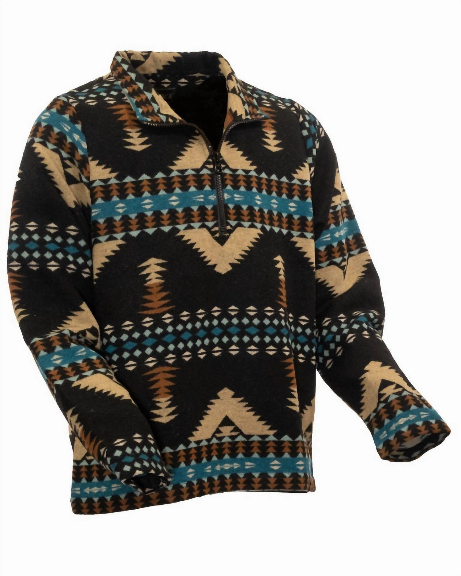 Charlie Henley Long-Sleeve Zip Pullover In Black