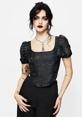Chatelaine Puff Sleeve Corset Top Tops Womens - women's blouses clearance