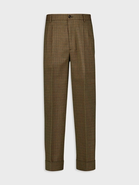 Check-Pattern Wool Trousers Bottoms Mens - cheap mens shorts online