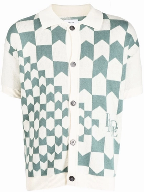Check-Print Knitted Polo Shirt discount mens shirts