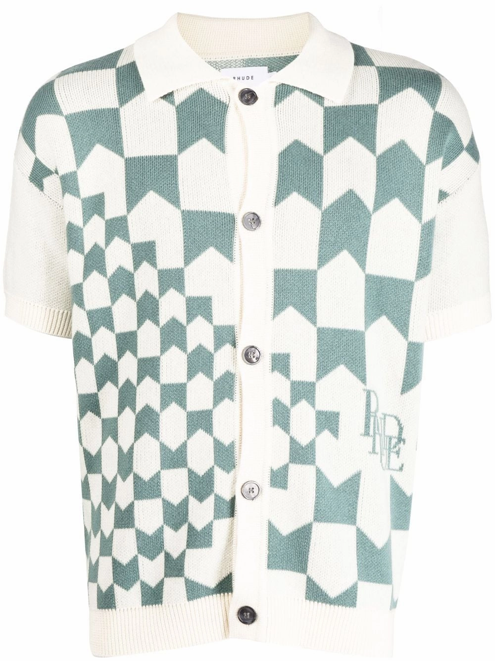 Check-Print Knitted Polo Shirt discount mens shirts