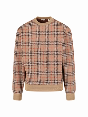 Check" Sweater Beige designer sweaters outlet