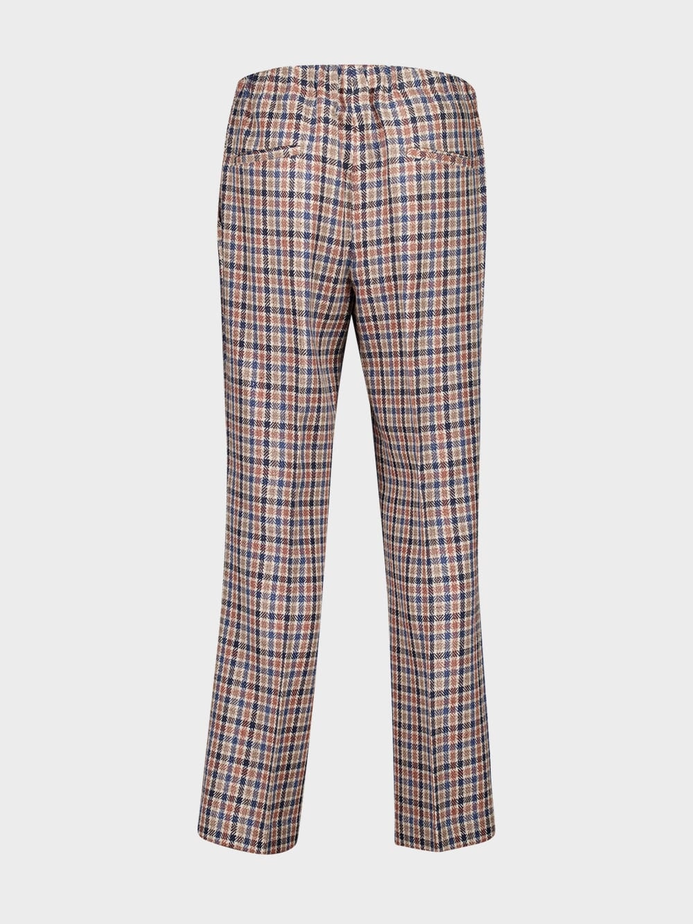 Checked Linen Cotton Straight-Leg Trousers
