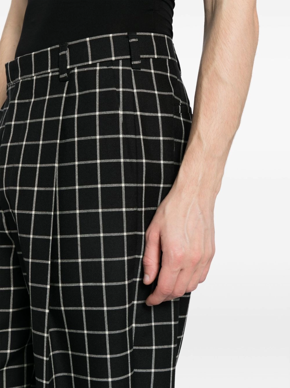 Checked Tapered Cotton Trousers
