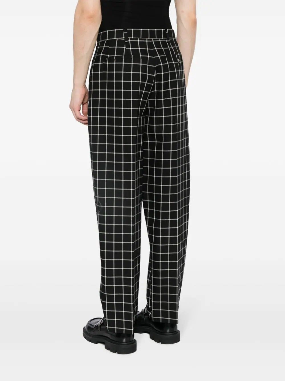 Checked Tapered Cotton Trousers