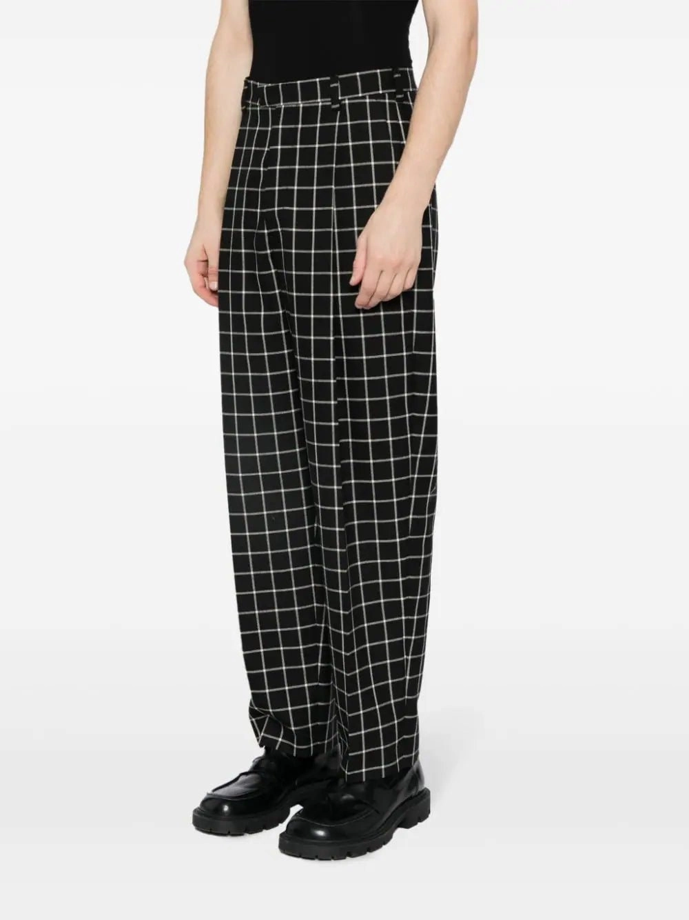 Checked Tapered Cotton Trousers
