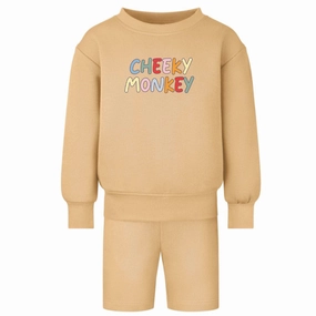 Cheeky Monkey Oversized Kids Sweatshirt & Short Set Holiday Collection - holiday outfits clearance