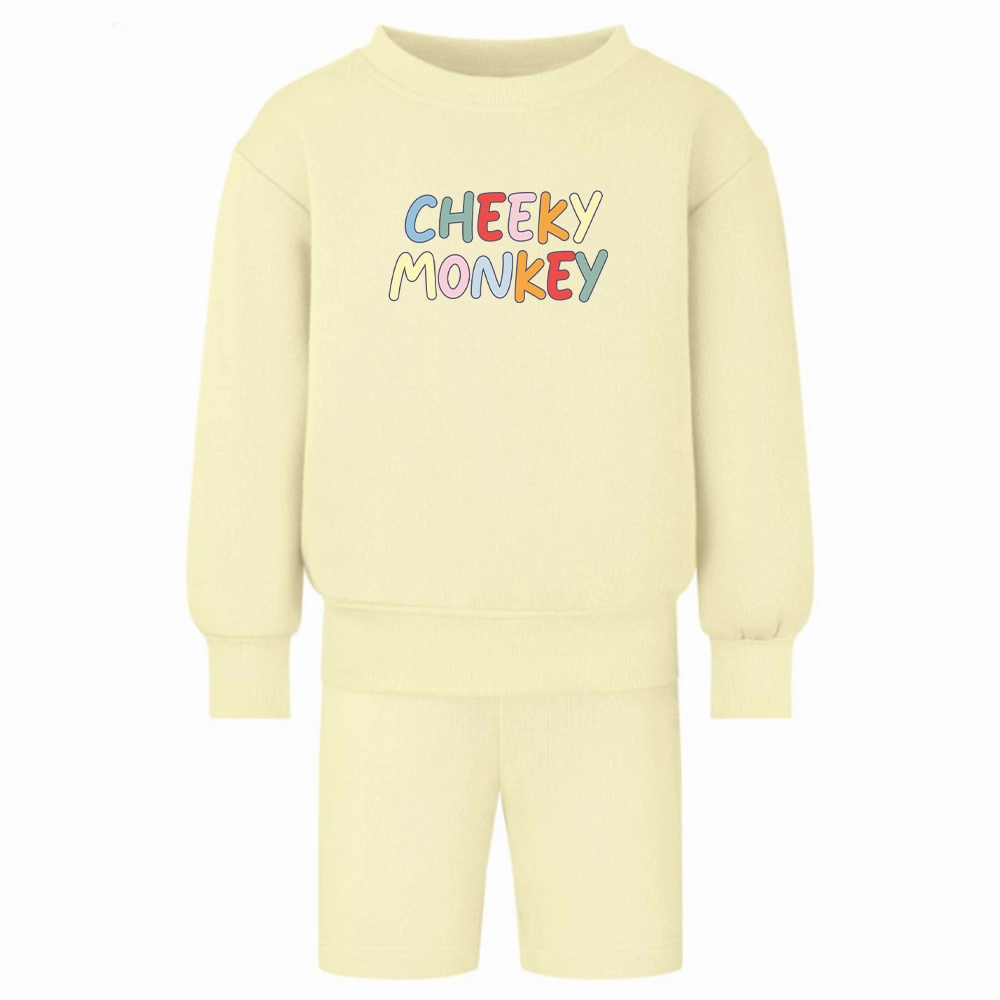 Cheeky Monkey Oversized Kids Sweatshirt & Short Set Holiday Collection - holiday outfits clearance