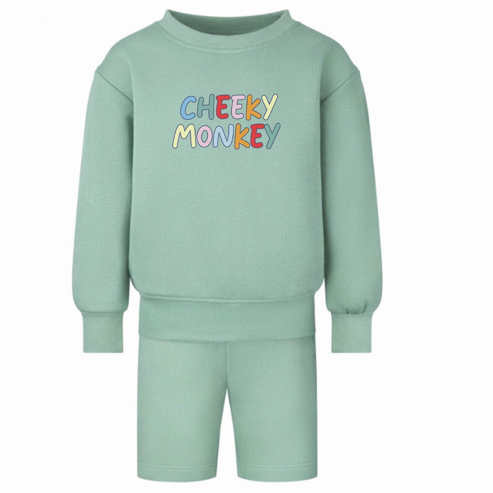 Cheeky Monkey Oversized Kids Sweatshirt & Short Set Holiday Collection - holiday outfits clearance