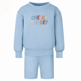 Cheeky Monkey Oversized Kids Sweatshirt & Short Set Holiday Collection - holiday outfits clearance