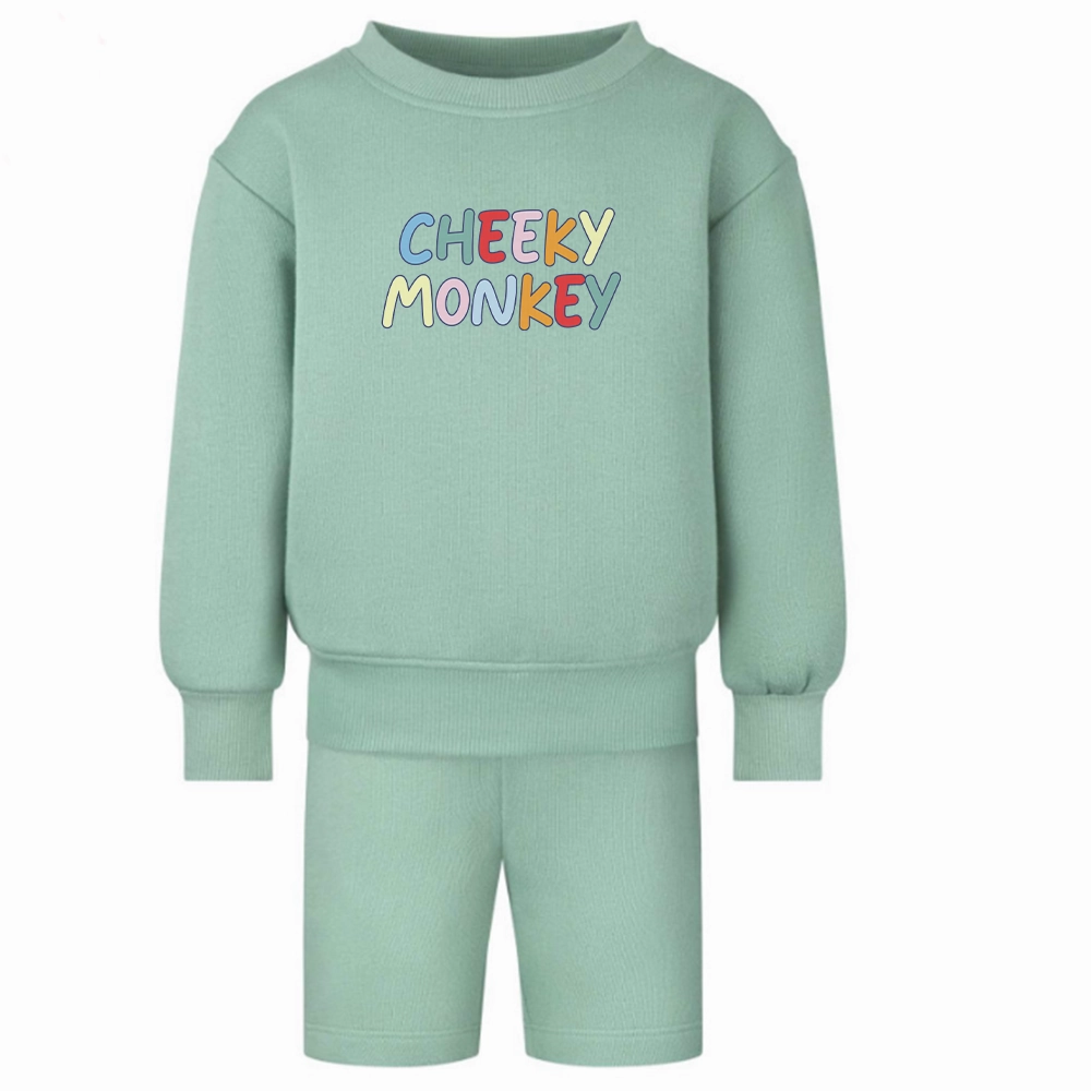 Cheeky Monkey Oversized Kids Sweatshirt & Short Set