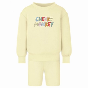 Cheeky Monkey Oversized Kids Sweatshirt & Short Set Holiday Collection - holiday outfits clearance