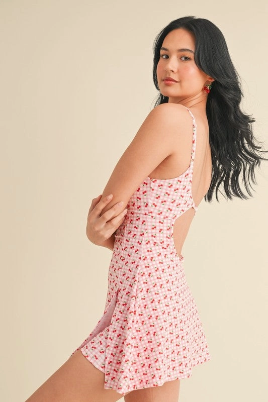 Cherry Print Courtside A-Line Mini Dress