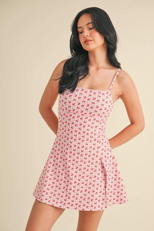 Cherry Print Courtside A-Line Mini Dress