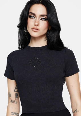 Christina Cotton Cut Out Detail Washed T-Shirt Tops Womens - women's blouses clearance