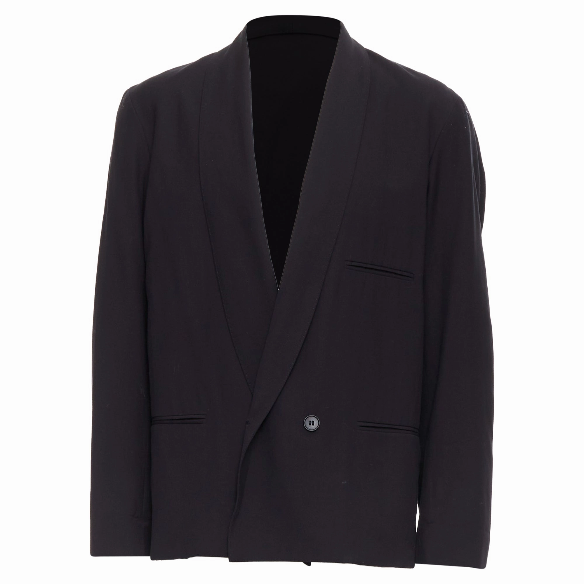 Christophe Lemaire Virgin Wool Cotton Shawl Collar Crop Blazer