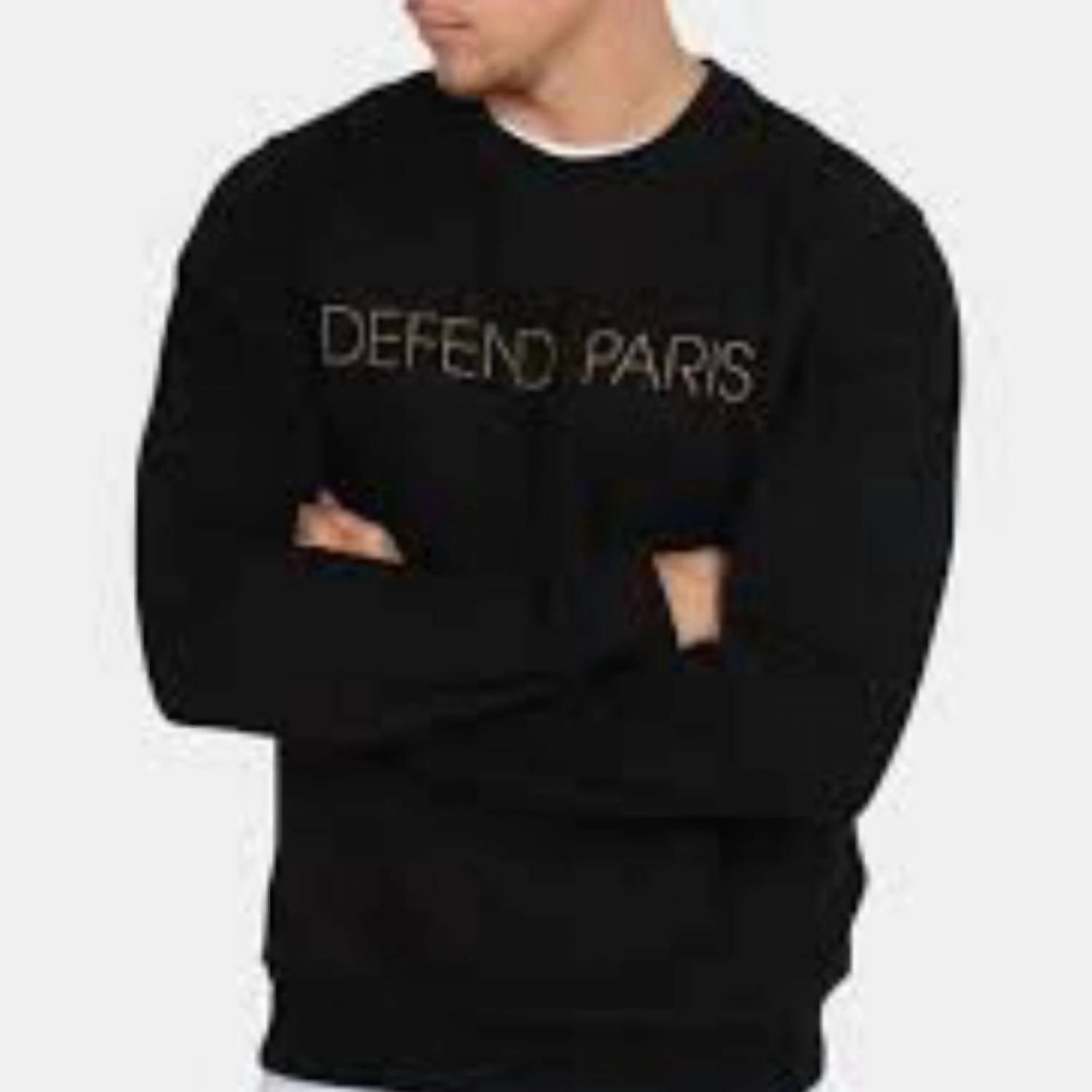 Claudio Crew Neck Sweater In Black chunky knit discount