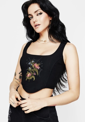 Cleome Floral Spiderweb Embroidered Corset Top Tops Womens - women's blouses clearance