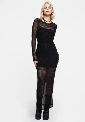 Cloister Flocked Mesh Maxi Dress Dresses Womens - women's dresses clearance