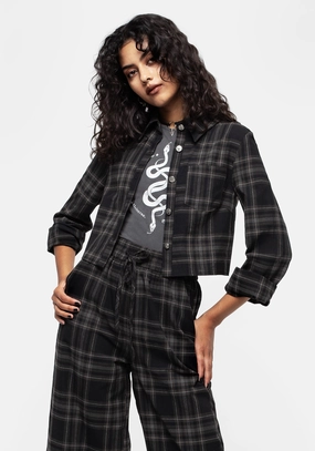 Clover Check Crop Shirt Tops Womens - women's blouses clearance