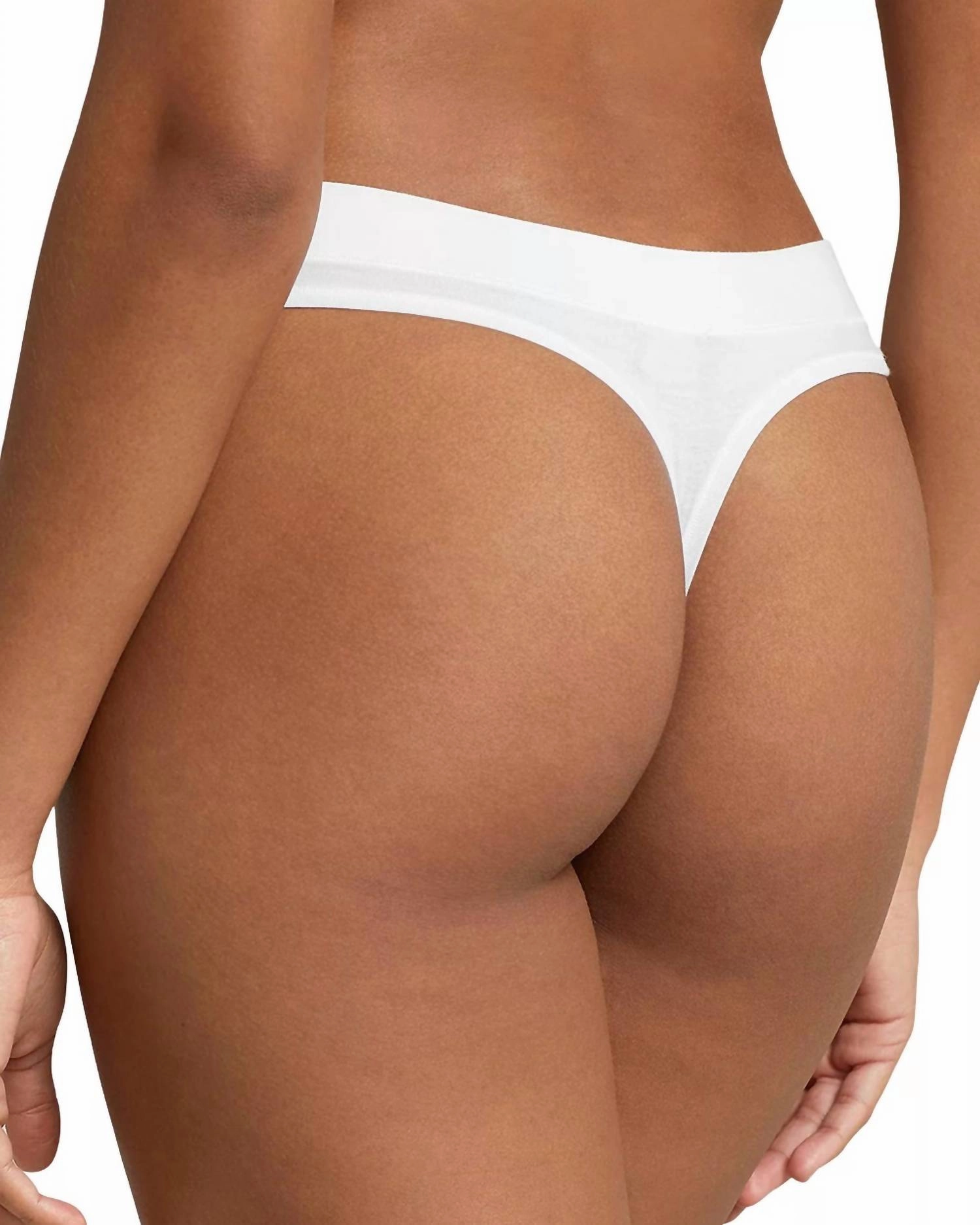 Club Cotton Thong Panty In White Cloud