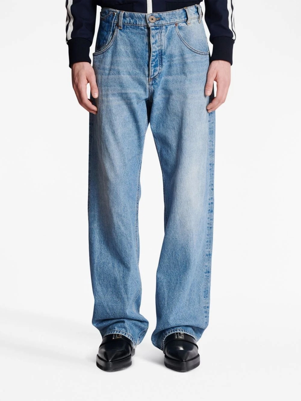 Contrast-Pocket Wide-Leg Jeans