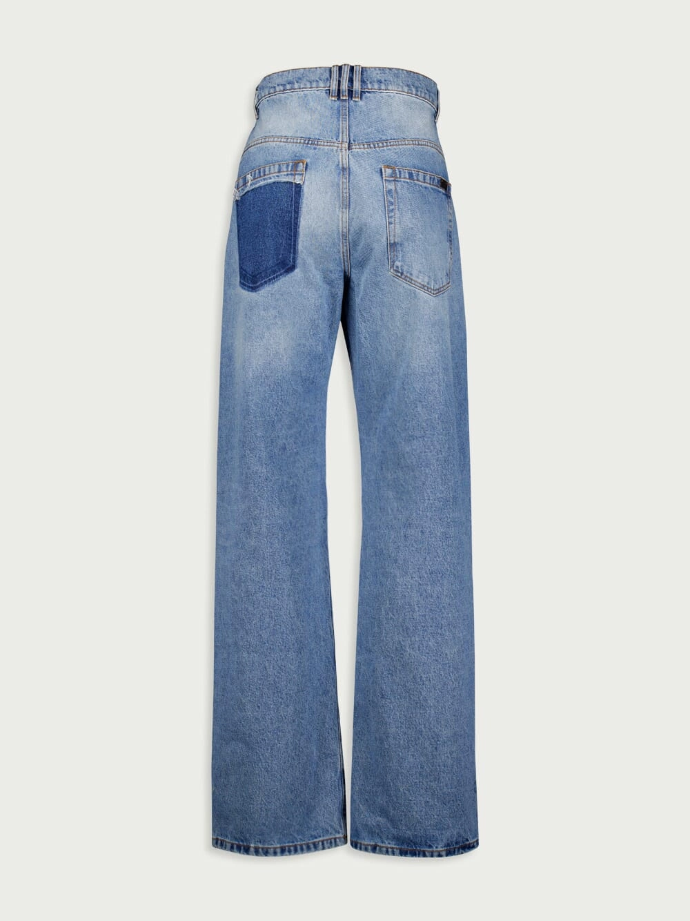 Contrast-Pocket Wide-Leg Jeans