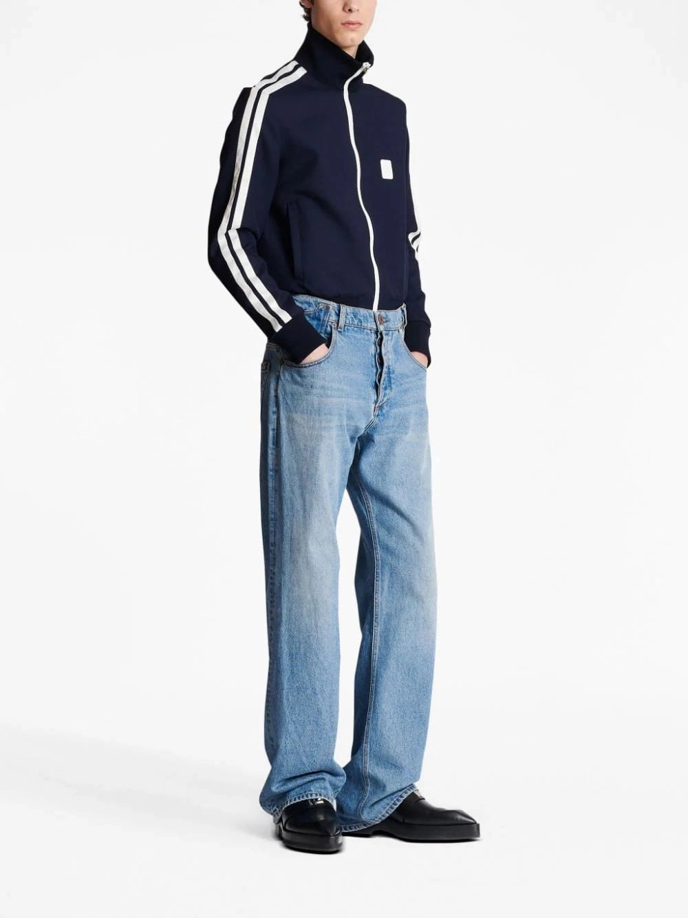 Contrast-Pocket Wide-Leg Jeans