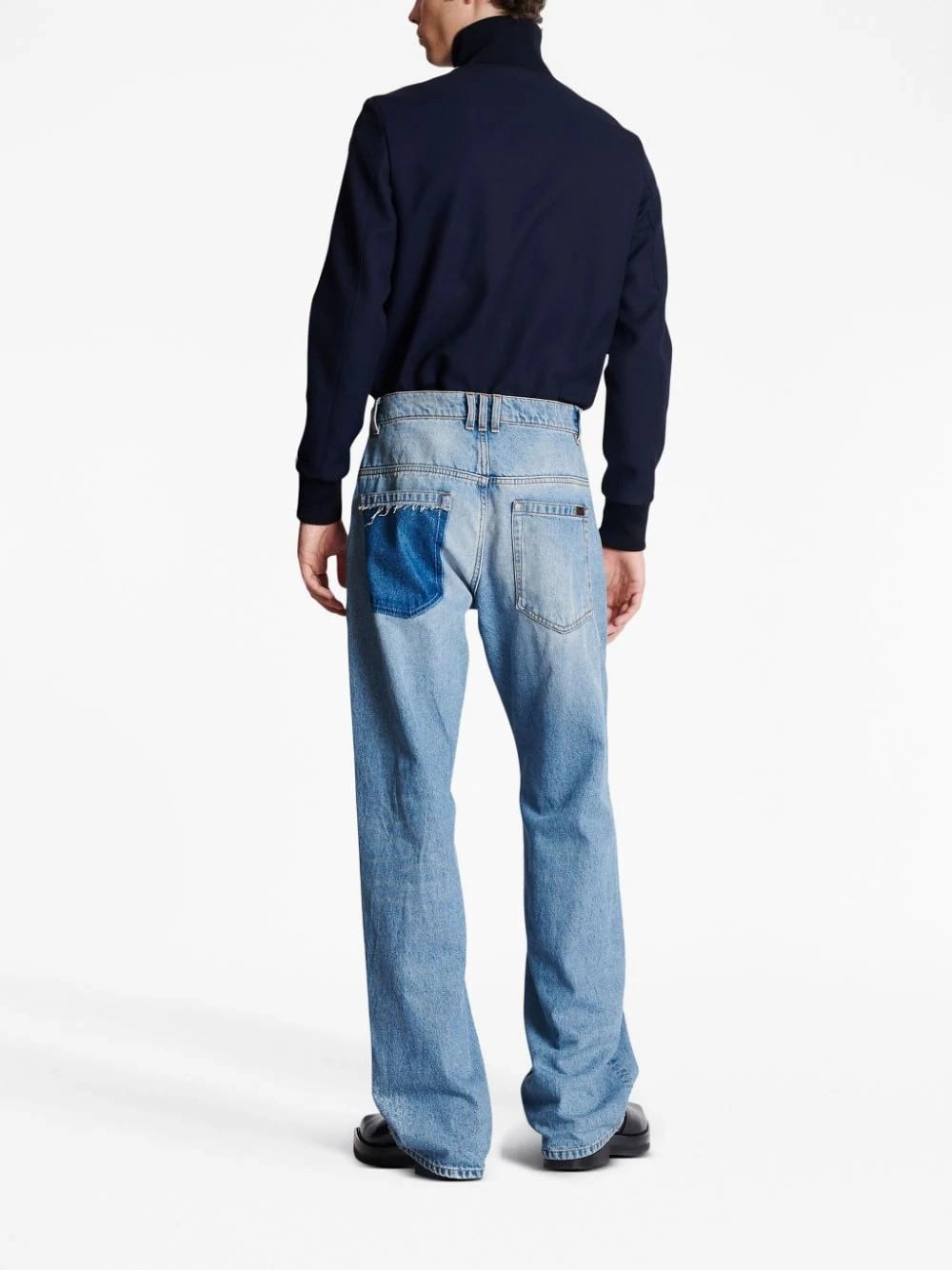 Contrast-Pocket Wide-Leg Jeans