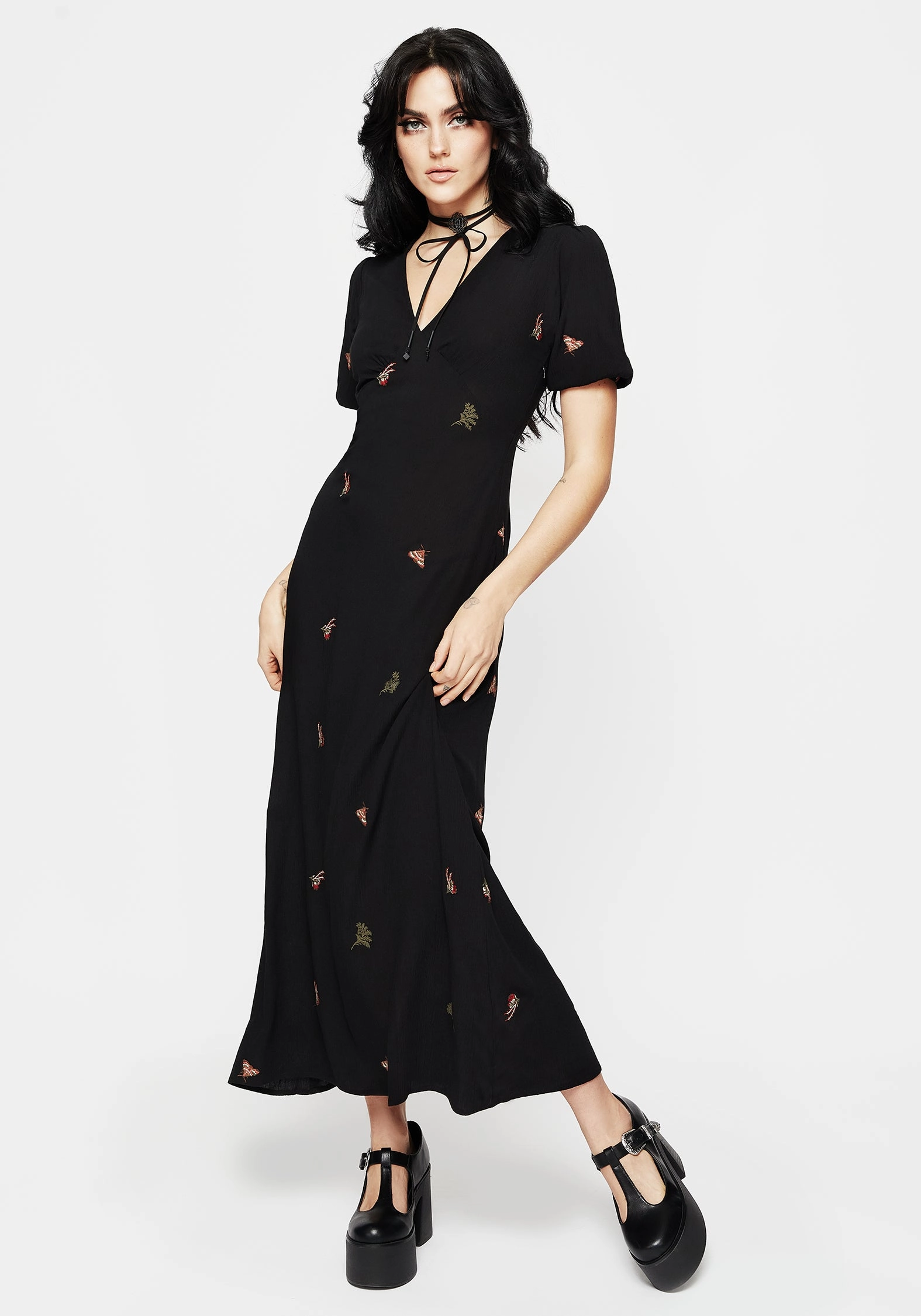 Copia Moth Embroidered Maxi Dress Dresses Womens - women's dresses clearance