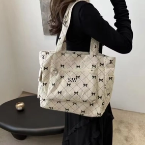 Coquette Bow Personalised Initial Tote Bag Holiday Collection - vacation wear sale