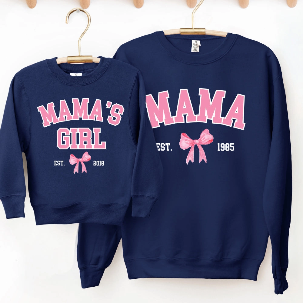 Coquette Personalised Year Mama & Girl Sweatshirts Navy Holiday Collection - vacation wear sale