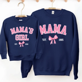 Coquette Personalised Year Mama & Girl Sweatshirts Navy Holiday Collection - vacation wear sale