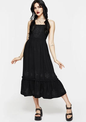 Cordata Embroidered Cami Midi Smock Dress Dresses Womens - women's dresses clearance