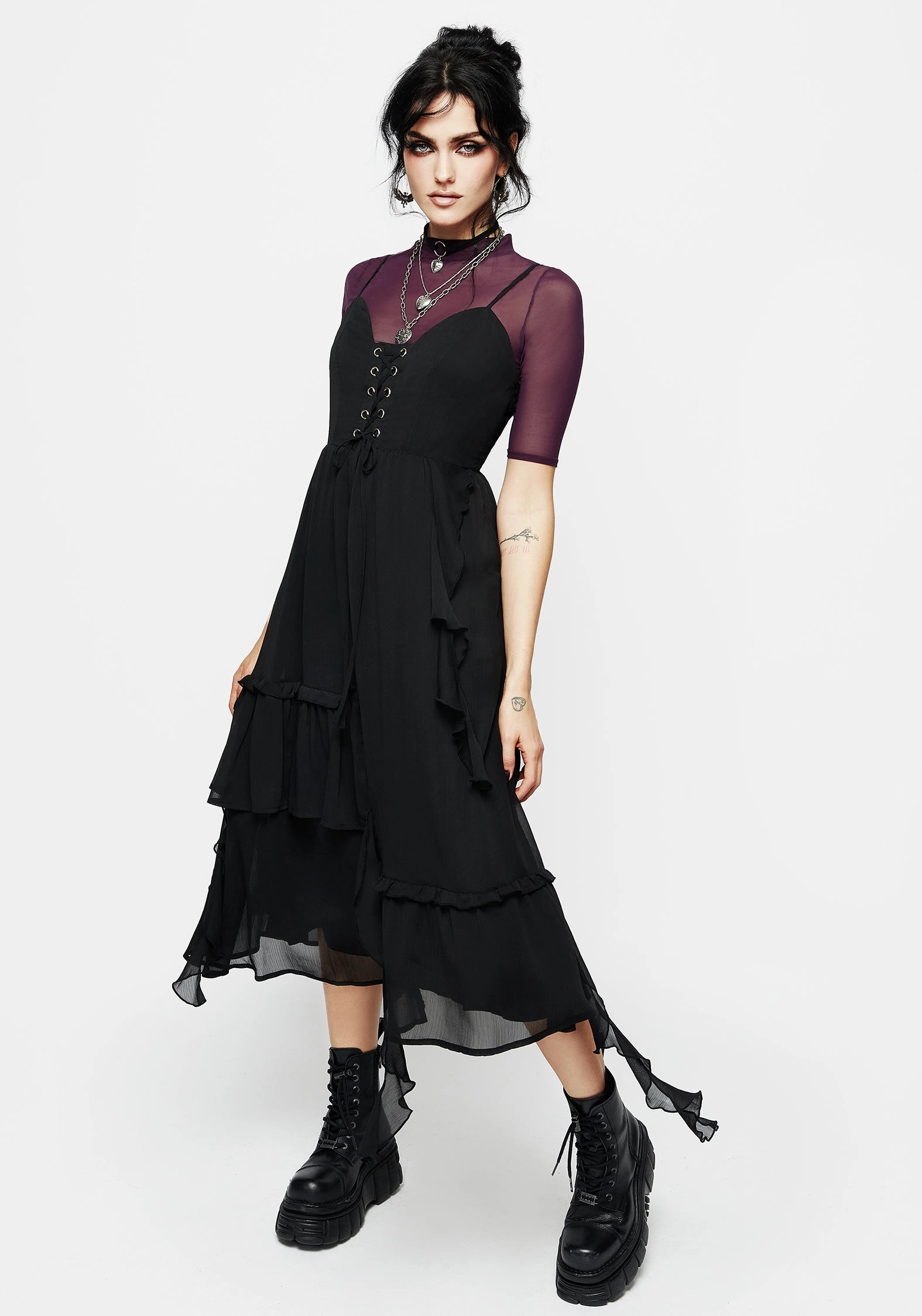Corsair Lace Front Asymmetric Midi Dress Dresses Womens - women's dresses clearance