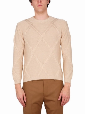 Cotton Cable Stitch Crew Neck Sweater designer sweaters outlet