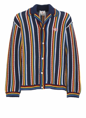 Cotton Cardigan With Contrasting Logo designer sweaters outlet