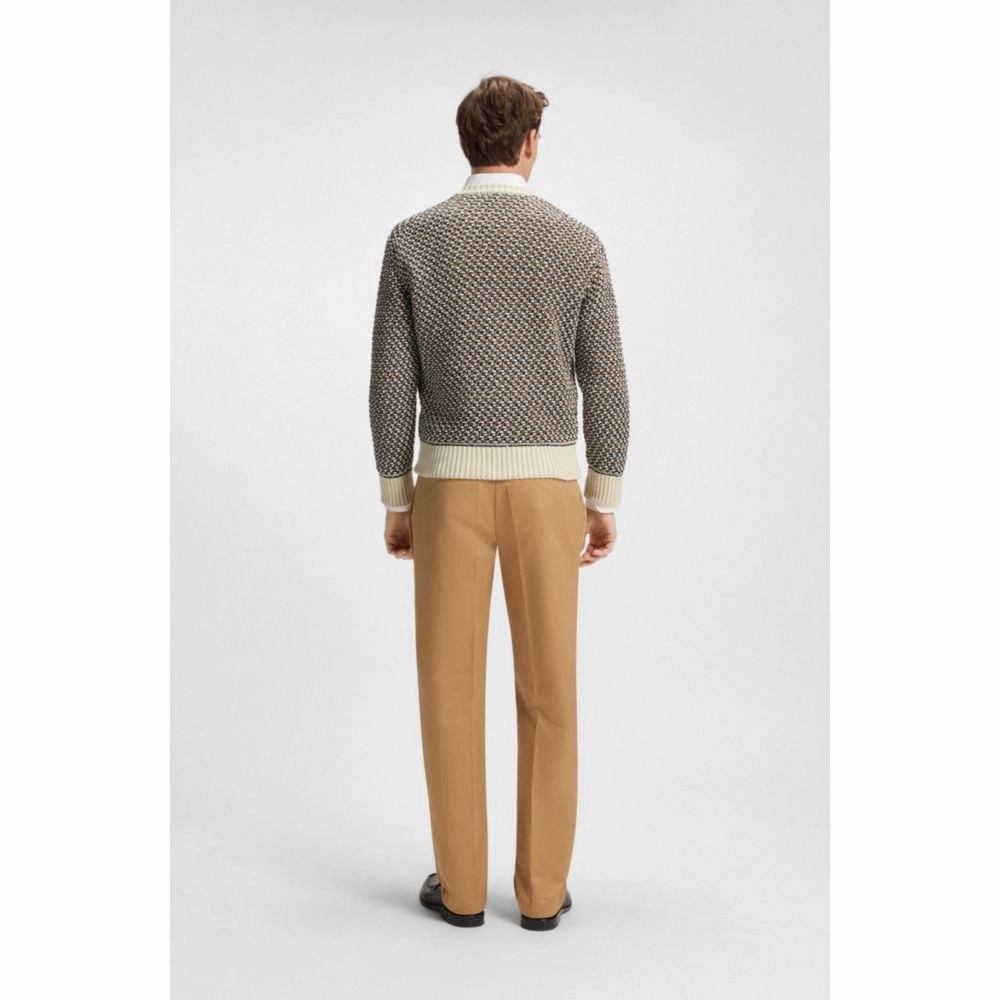 Cotton sweater with rich knitted structure