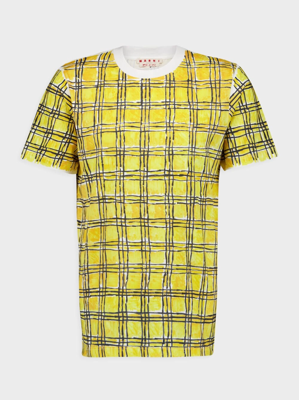 Cotton T-Shirt With Irregular Checked Print Tops Mens - flannel shirts