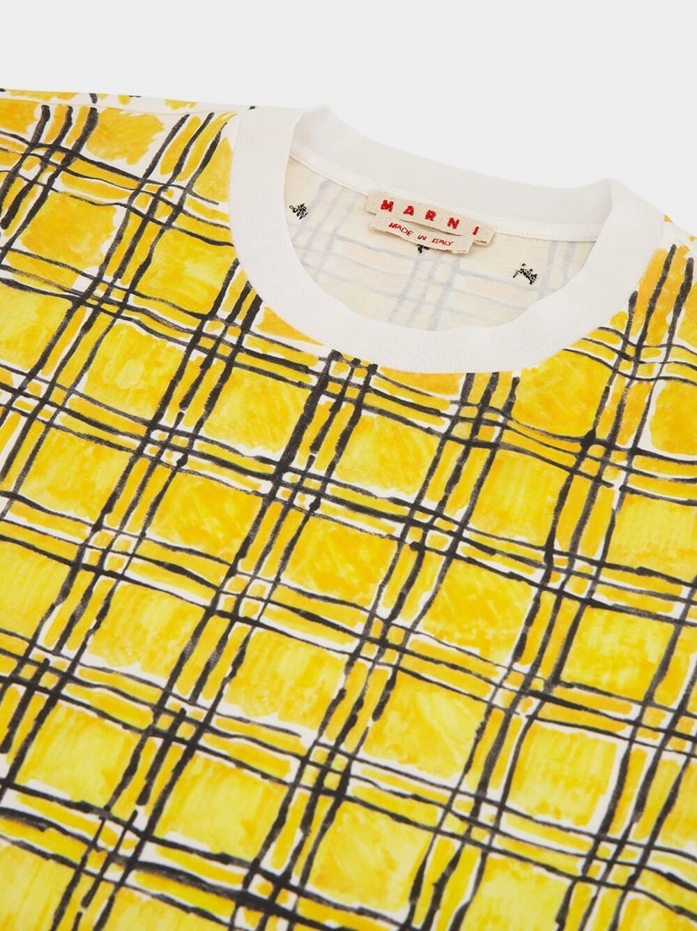 Cotton T-Shirt With Irregular Checked Print