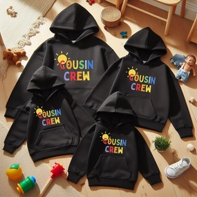Cousin Crew Sun Matching Black Hoodies Holiday Collection - holiday outfits clearance