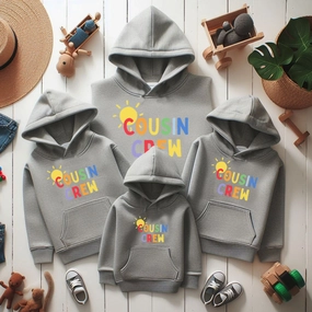 Cousin Crew Sun Matching Grey Hoodies Holiday Collection - holiday outfits clearance