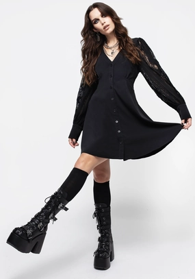 Covenant Lace Sleeve Button Up Mini Dress Dresses Womens - women's dresses clearance