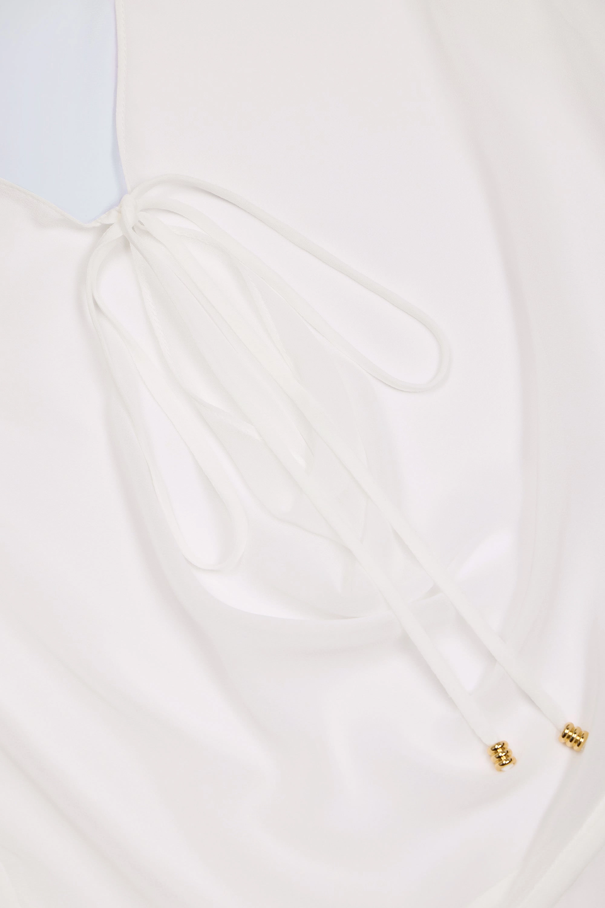 Cowl-Neck Mini Dress in White