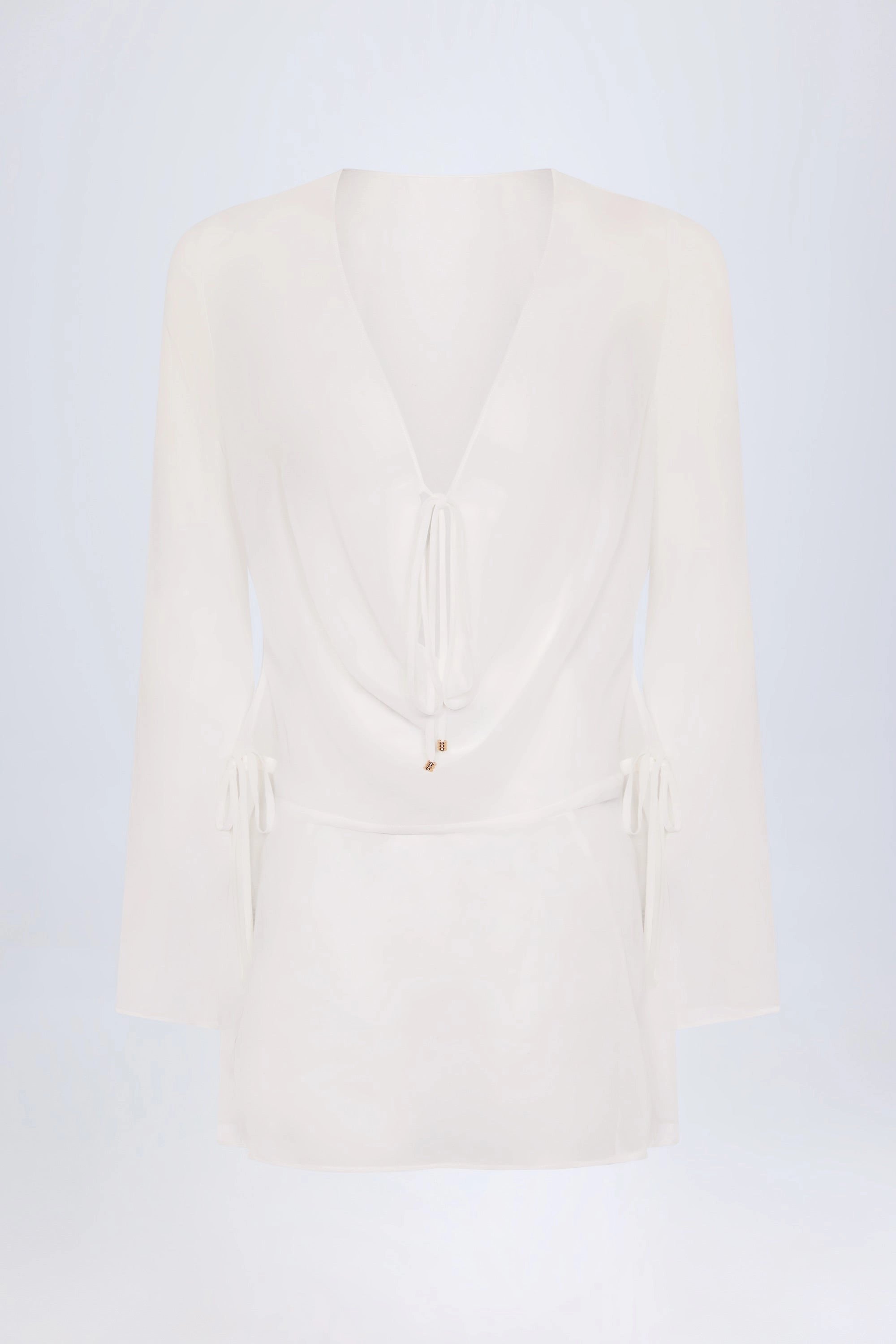 Cowl-Neck Mini Dress in White