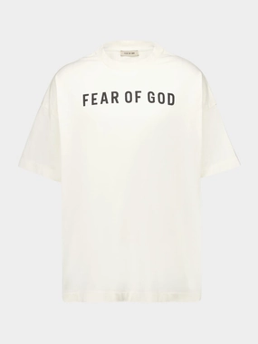 Cream Cotton Logo Print T-Shirt Tops Mens - flannel shirts