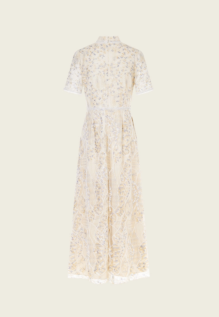 Cream Floral Lace Dress